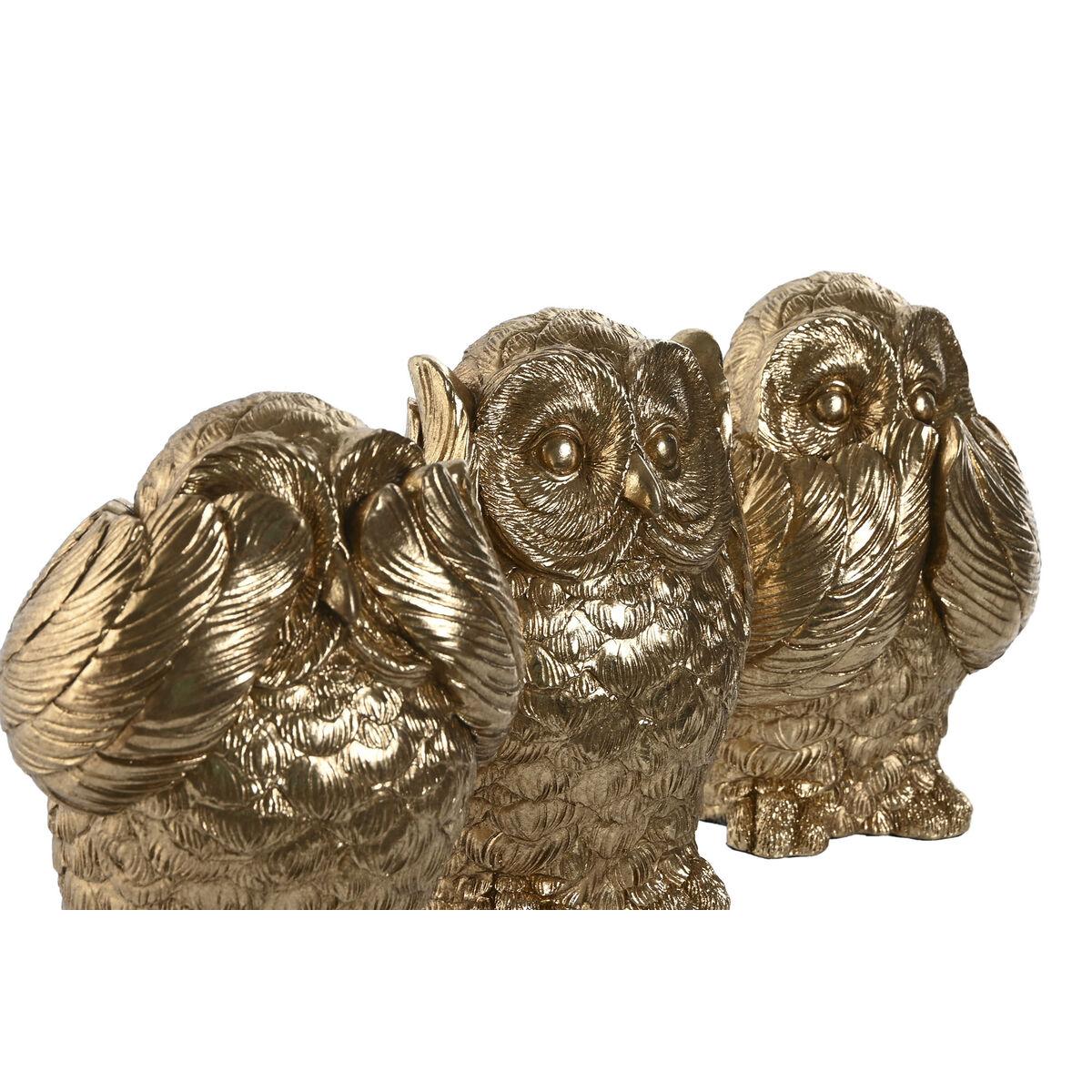 Dekorationsfigurer - gyldne ugler, 11 × 11 × 15 cm (sæt af 3)