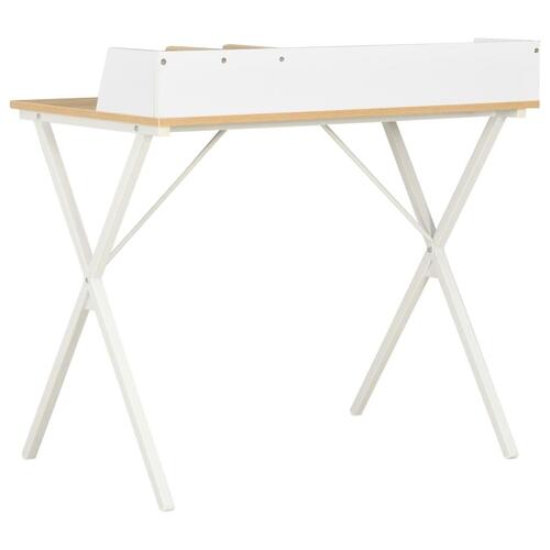 Skrivebord 80 x 50 x 84 cm hvid og naturfarvet
