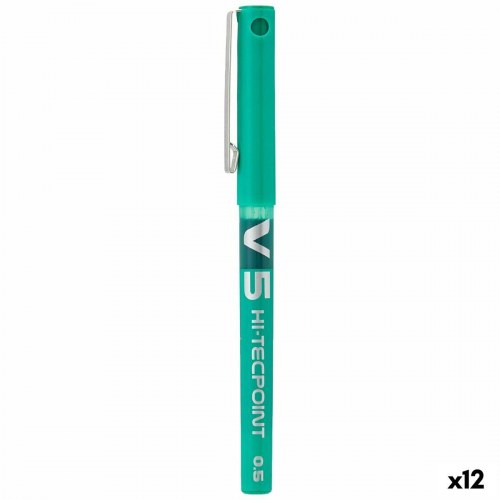 Pilot V5 Hi-Tecpoint kuglepen - grøn, 0,3 mm (12 stk.)