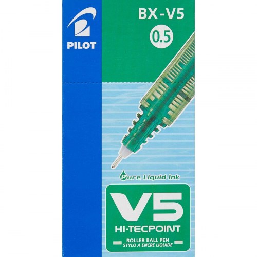 Pilot V5 Hi-Tecpoint kuglepen - grøn, 0,3 mm (12 stk.)