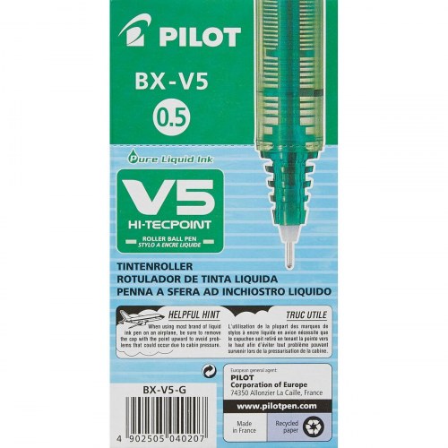 Pilot V5 Hi-Tecpoint kuglepen - grøn, 0,3 mm (12 stk.)