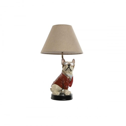 Bordlampe - hundemotiv, hvid/rød, 50 W, E27, 26 × 26 × 46 cm