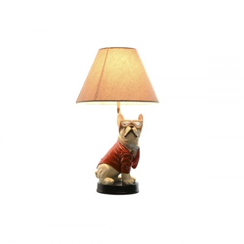 Bordlampe - hundemotiv, hvid/rød, 50 W, E27, 26 × 26 × 46 cm
