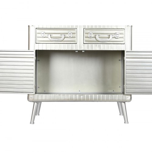 Skænk - sølvfarvet metal og MDF, 80 × 39 × 82 cm