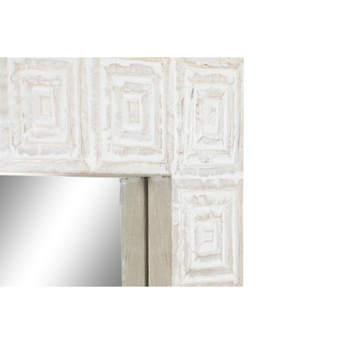 Vægspejl - hvid/natur, mangotræ, rektangulært (94 × 3 × 140 cm / 120 × 3 × 76 cm)