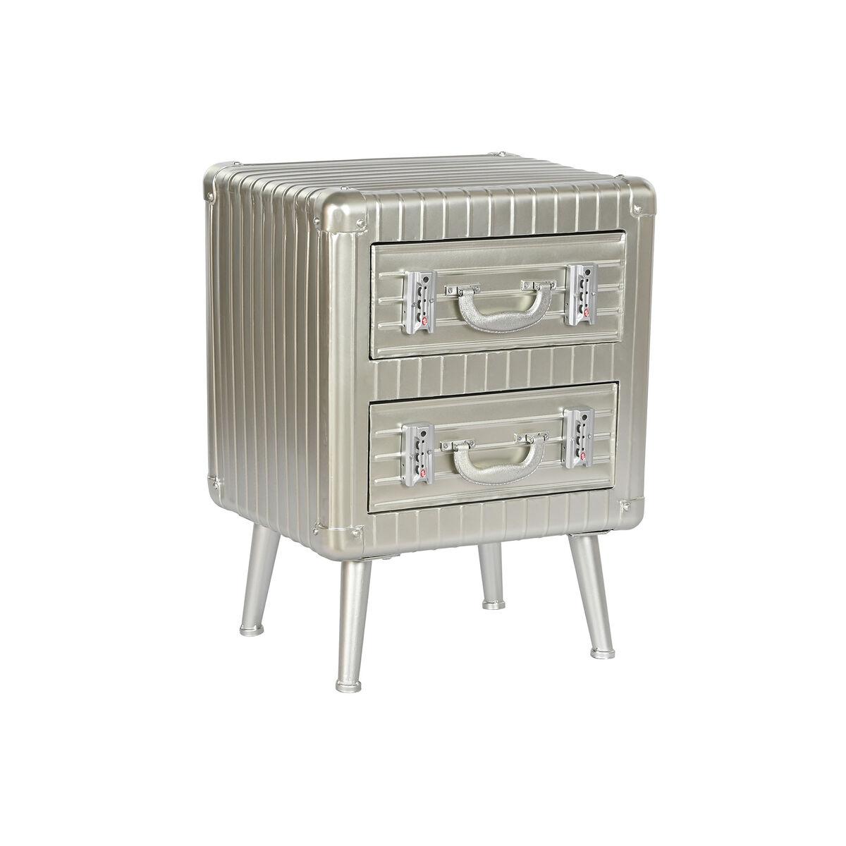 Natbord Home Esprit Sølvfarvet Metal Træ Mdf 46 X 39 X 63 Cm