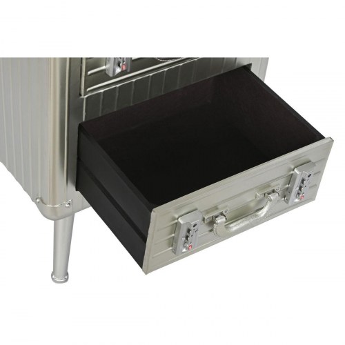 Natbord - sølvfarvet metal/MDF, 46 × 39 × 63 cm