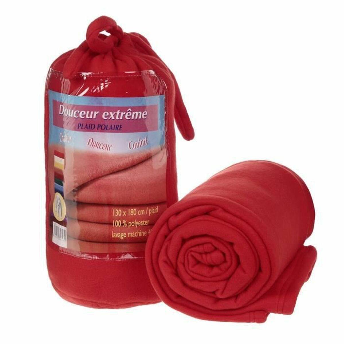 Fleecetæppe - rød 130 × 180 cm, 100 % polyester
