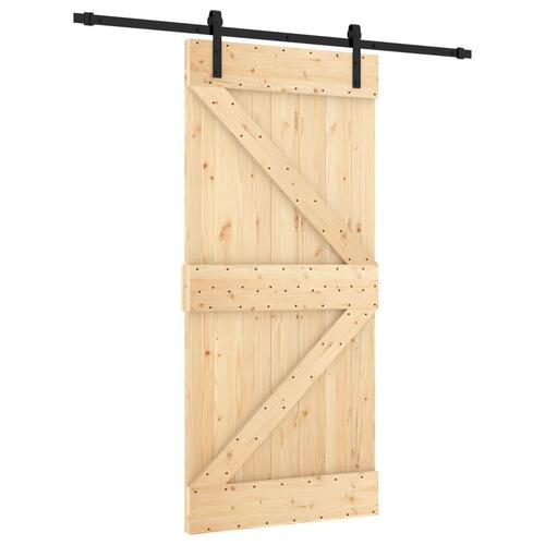 Skydedør med monteringssæt 95x210 cm massivt fyrretræ