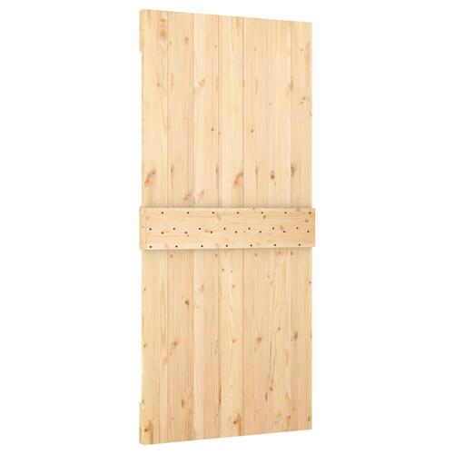 Skydedør med monteringssæt 95x210 cm massivt fyrretræ