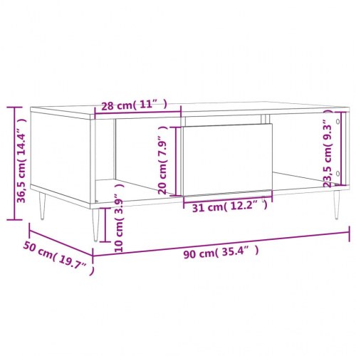 Sofabord 90x50x36,5 cm konstrueret træ betongrå