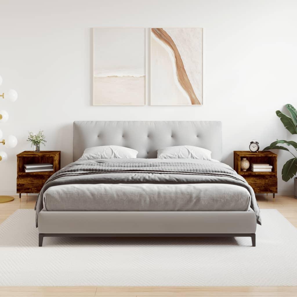 Sengeborde 40X35X50 Cm Konstrueret Træ - 2 / Røget eg