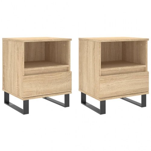 Sengeborde 2 stk. 40x35x50 cm konstrueret træ sonoma-eg