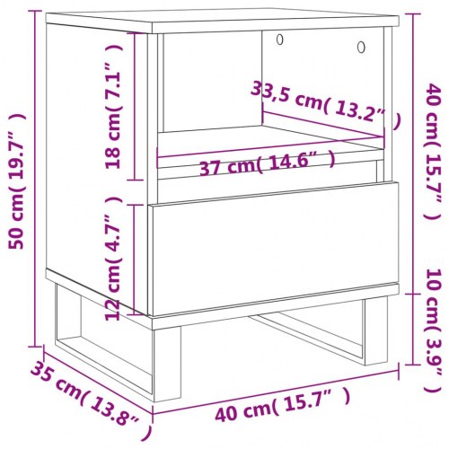 Sengeborde 2 stk. 40x35x50 cm konstrueret træ sonoma-eg