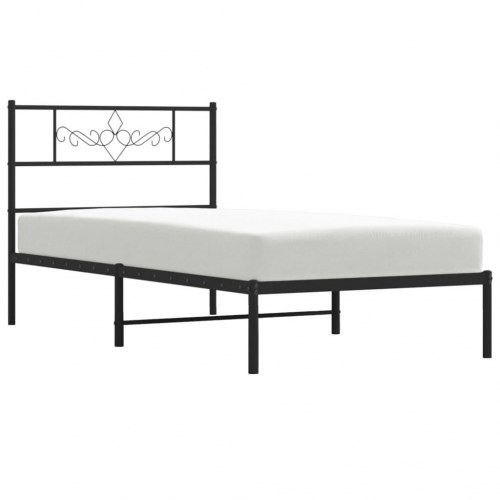 Sengeramme med sengegavl 80x200 cm metal sort