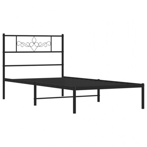 Sengeramme med sengegavl 80x200 cm metal sort