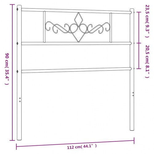 Sengegavl i metal 107 cm - sort, klassisk design
