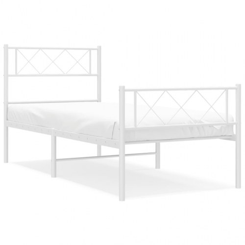 Sengeramme i metal med gavl og fodgærde 100×200 cm - hvid