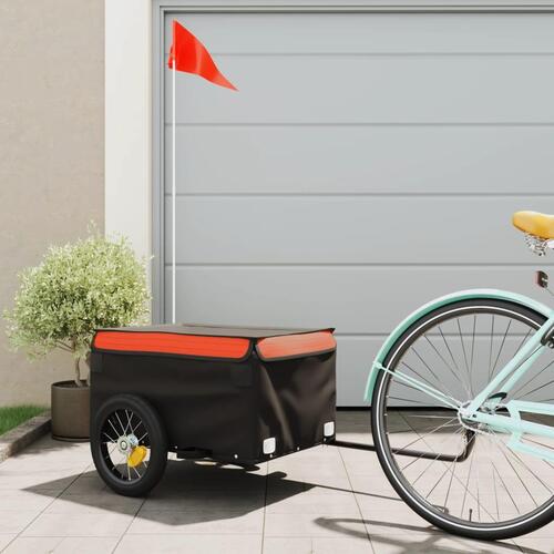 Cykelanhænger 30 kg jern sort og orange
