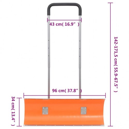 Sneskovl med udvideligt håndtag 96 cm stålblad orange