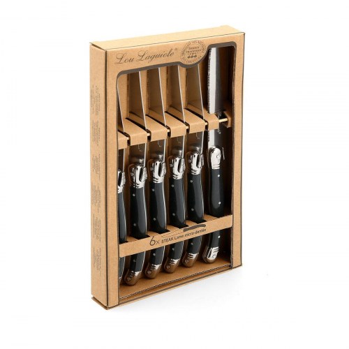 Lou Laguiole Rustic kødknive - sæt med 6 stk., 13 cm