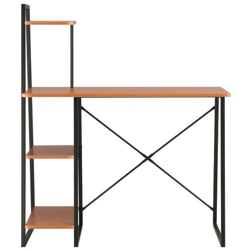 Skrivebord med reol 102x50x117 cm sort og brun