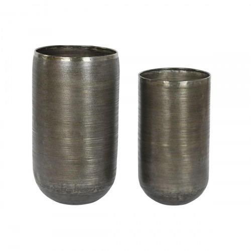 Sæt af urtepotter - gylden/sølvfarvet aluminium, 34,5 × 36 × 63 cm