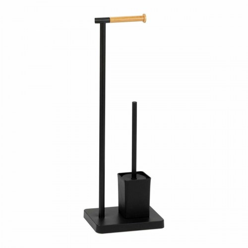 Andrea House toiletpapirholder med toiletbørste - metal, sort/natur