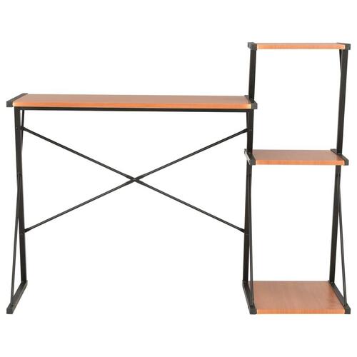 Skrivebord med hylde 116 x 50 x 93 cm sort og brun