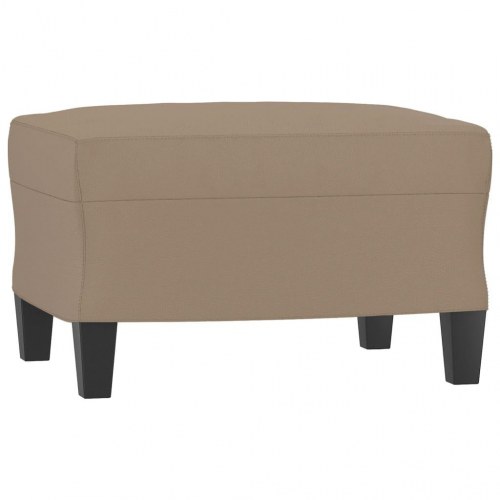 3-personers sofa med fodskammel i kunstlæder - cappuccino, 198 cm