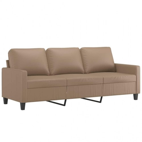 3-personers sofa med fodskammel i kunstlæder - cappuccino, 198 cm