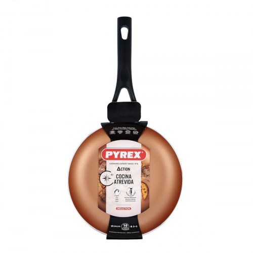 Stegepande Pyrex Action 24 cm - stemplet aluminium, kobber