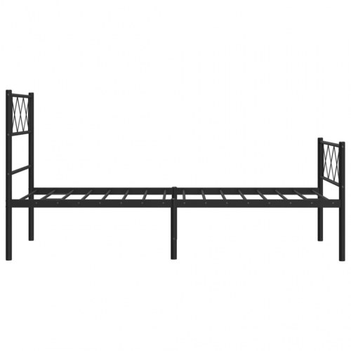 Sengeramme med sengegavl og fodgærde 90x190 cm - metal, sort