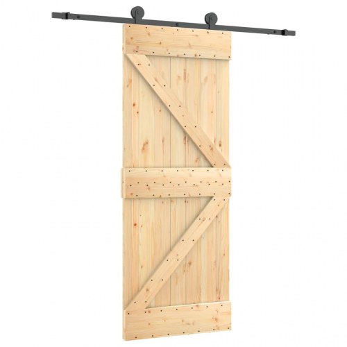 Skydedør med monteringssæt 70x210 cm massivt fyrretræ