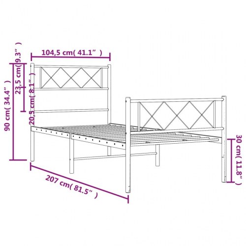 Sengeramme i metal med gavl og fodgærde 100×200 cm - sort