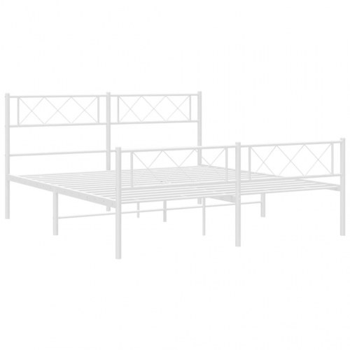 Sengeramme med sengegavl og fodgærde 150×200 cm - metal, hvid