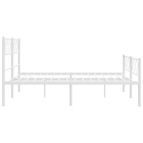 Sengeramme med sengegavl og fodgærde 150×200 cm - metal, hvid