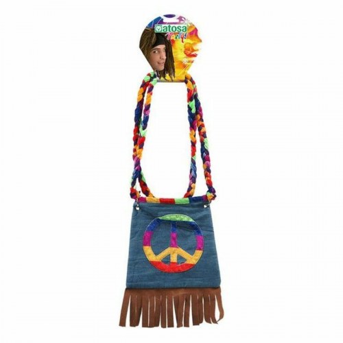 Kostumetilbehør - Håndtaske Hippie, multifarvet 19 x 18 cm