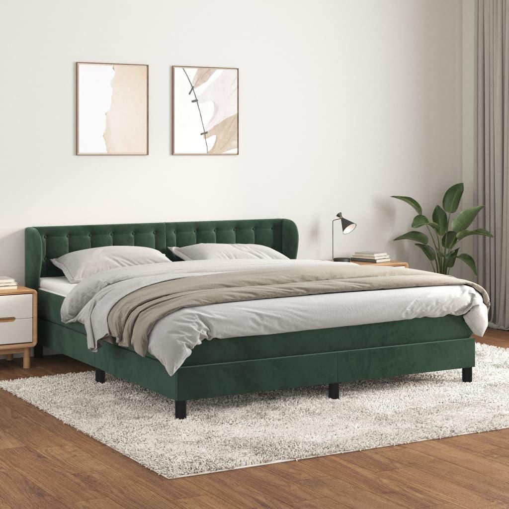 Box Spring-seng Med Madras Mørkegrå 80x200 Cm Fløjl Lysegrå - Mørkegrøn / 180 x 200 cm / knapper