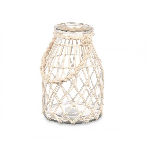 Lanterne med tov - glas, hvid/gennemsigtig, 17 × 25 cm (4 stk.)