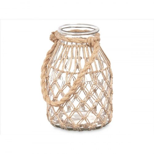 Lanterne med glas og tov - gennemsigtig/natur, 17 × 25 cm (4 stk.)