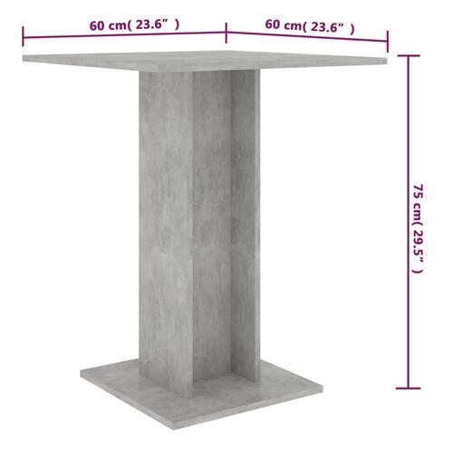 Barbord 60x60x75 cm spånplade betongrå