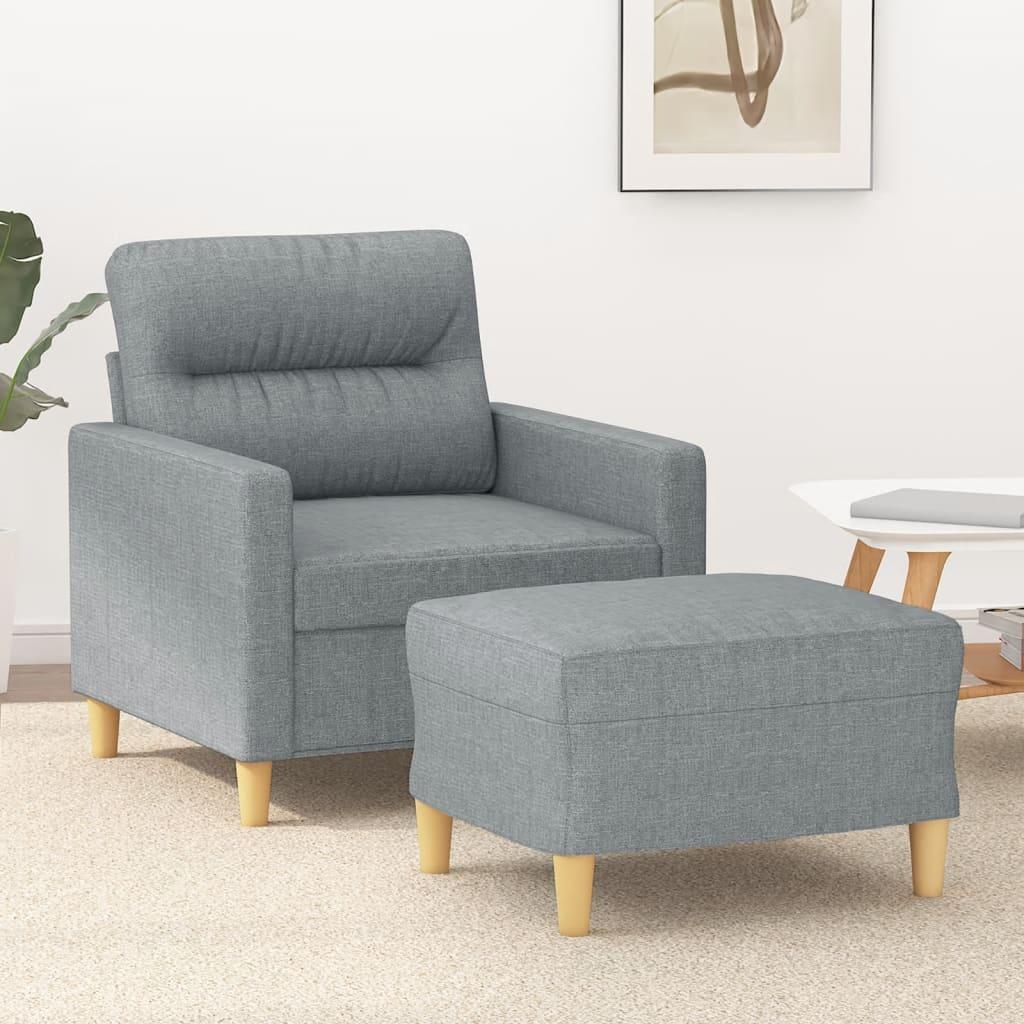 Sofastol med fodskammel 60 cm stof lysegrå billede