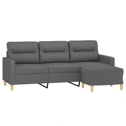 3-personers sofa med fodskammel 180 cm - stof, mørkegrå