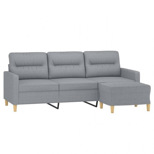 3-personers sofa med fodskammel 180 cm - stof, lysegrå