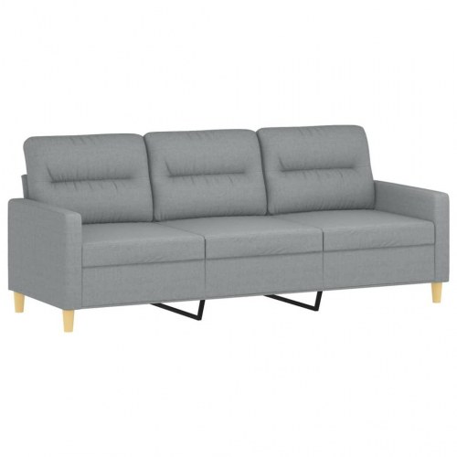 3-personers sofa med fodskammel 180 cm - stof, lysegrå