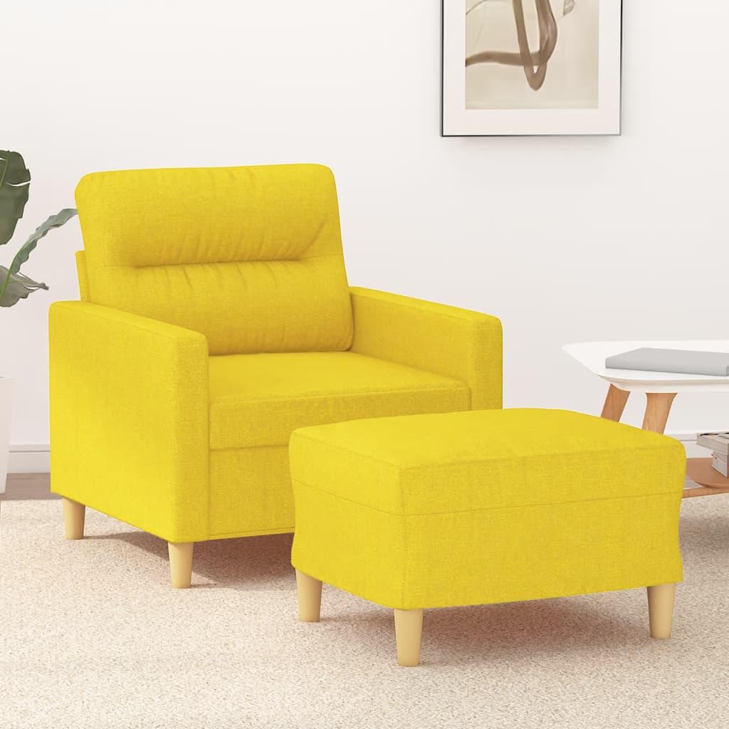 Sofastol Med Fodskammel 60 Cm Stof Lysegul