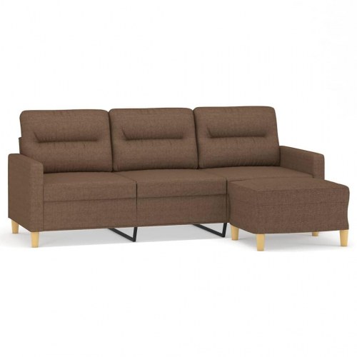 3-personers sofa med fodskammel - 180 cm, stof, brun