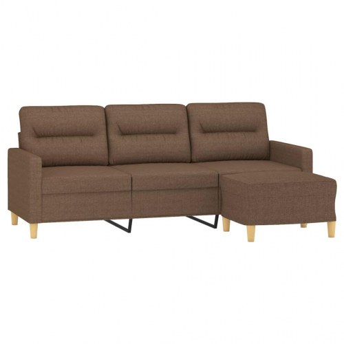 3-personers sofa med fodskammel - 180 cm, stof, brun