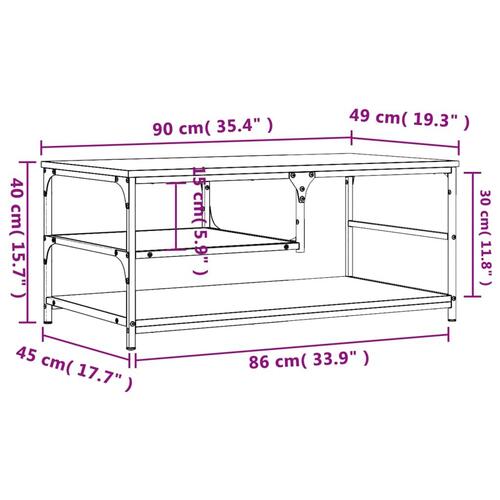 Sofabord 90x49x40 cm konstrueret træ sort